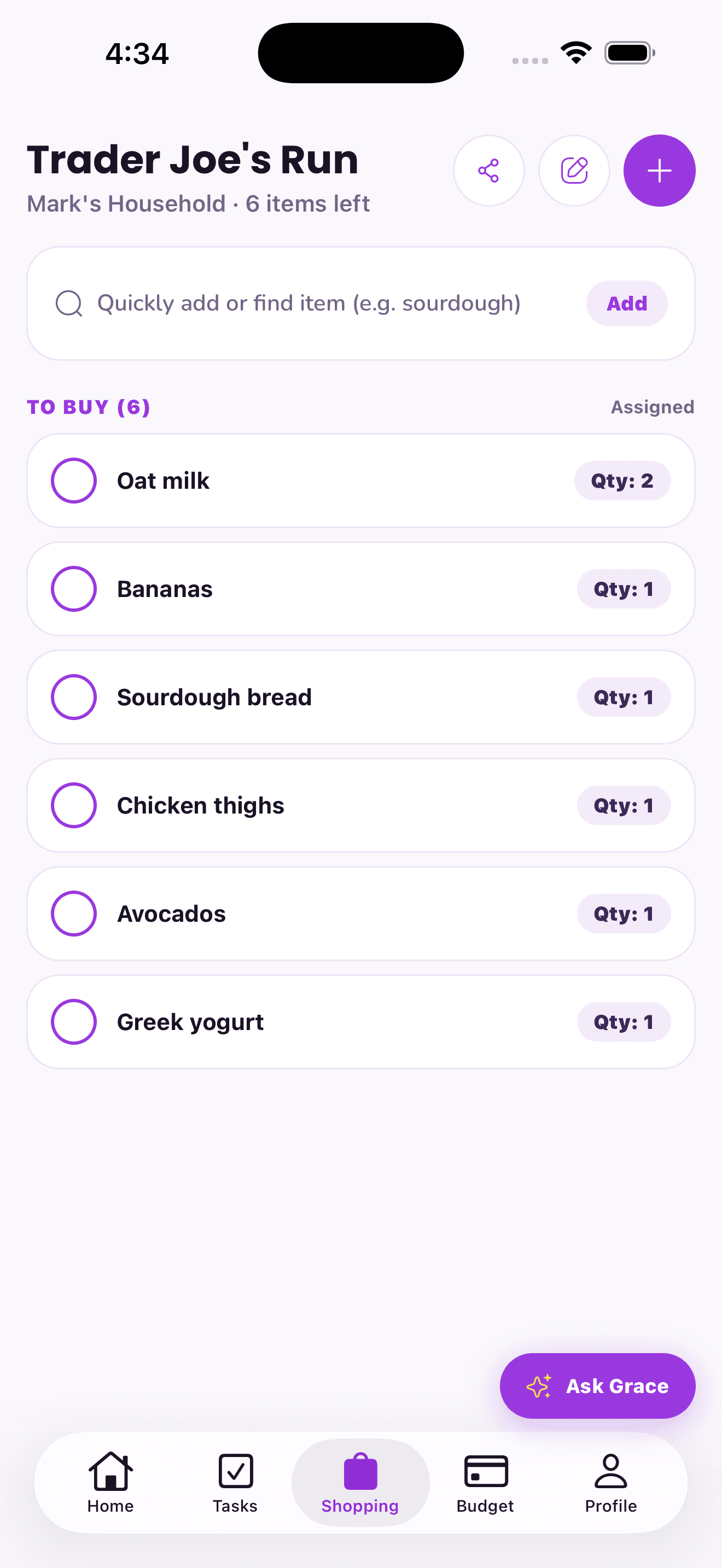 PawsomeList shopping screen